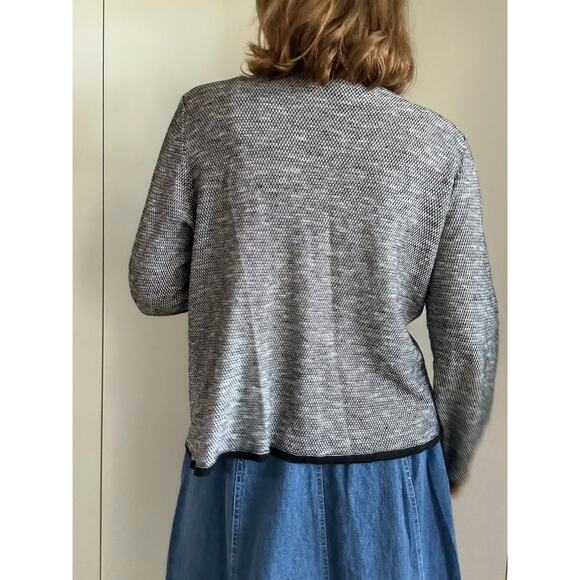 Eileen Fisher Cardigan Sweater Size Medium Black/White Organic Linen/Cotton - Picture 7 of 11